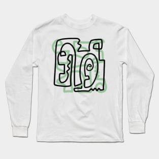 Green and Black Abstract Long Sleeve T-Shirt